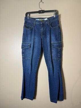 Mudd Cargo Jeans Womens Size 9 Blue Y2K Low Rise Bootcut Utility 30x30